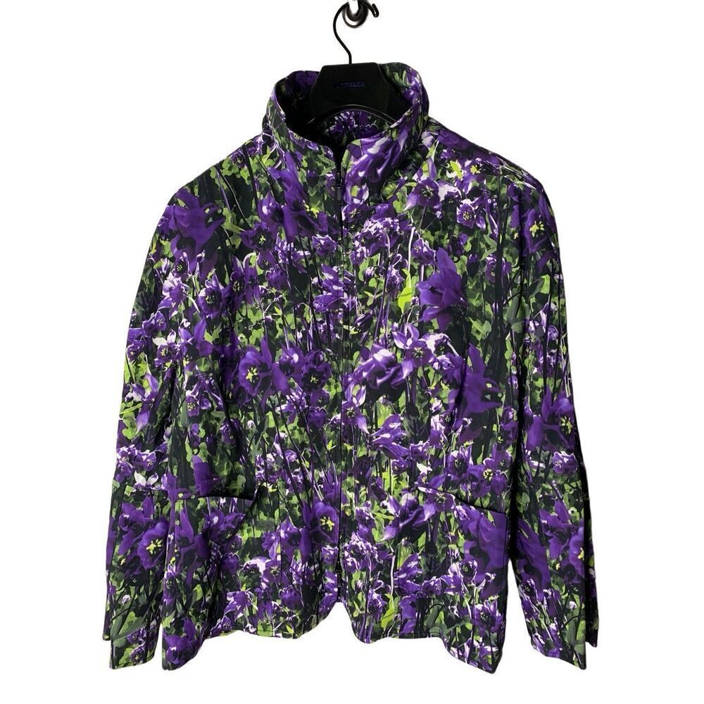 Escada Bigna full zip jacket floral purple women's size 44 NEW NWT